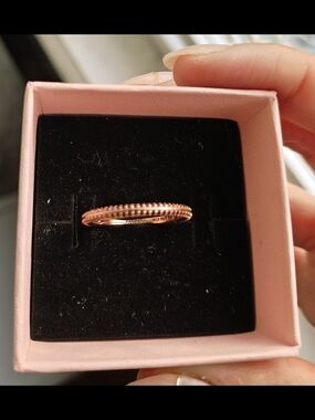 Pandora Rose Gold Band with Pink Stone Row